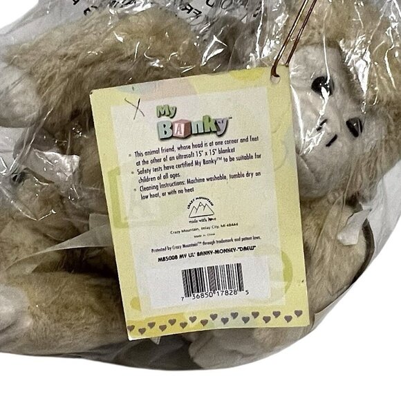 My Banky Blanket Plush Monkey Drew Security Blankie 15" x 15" NWT - Picture 5 of 5